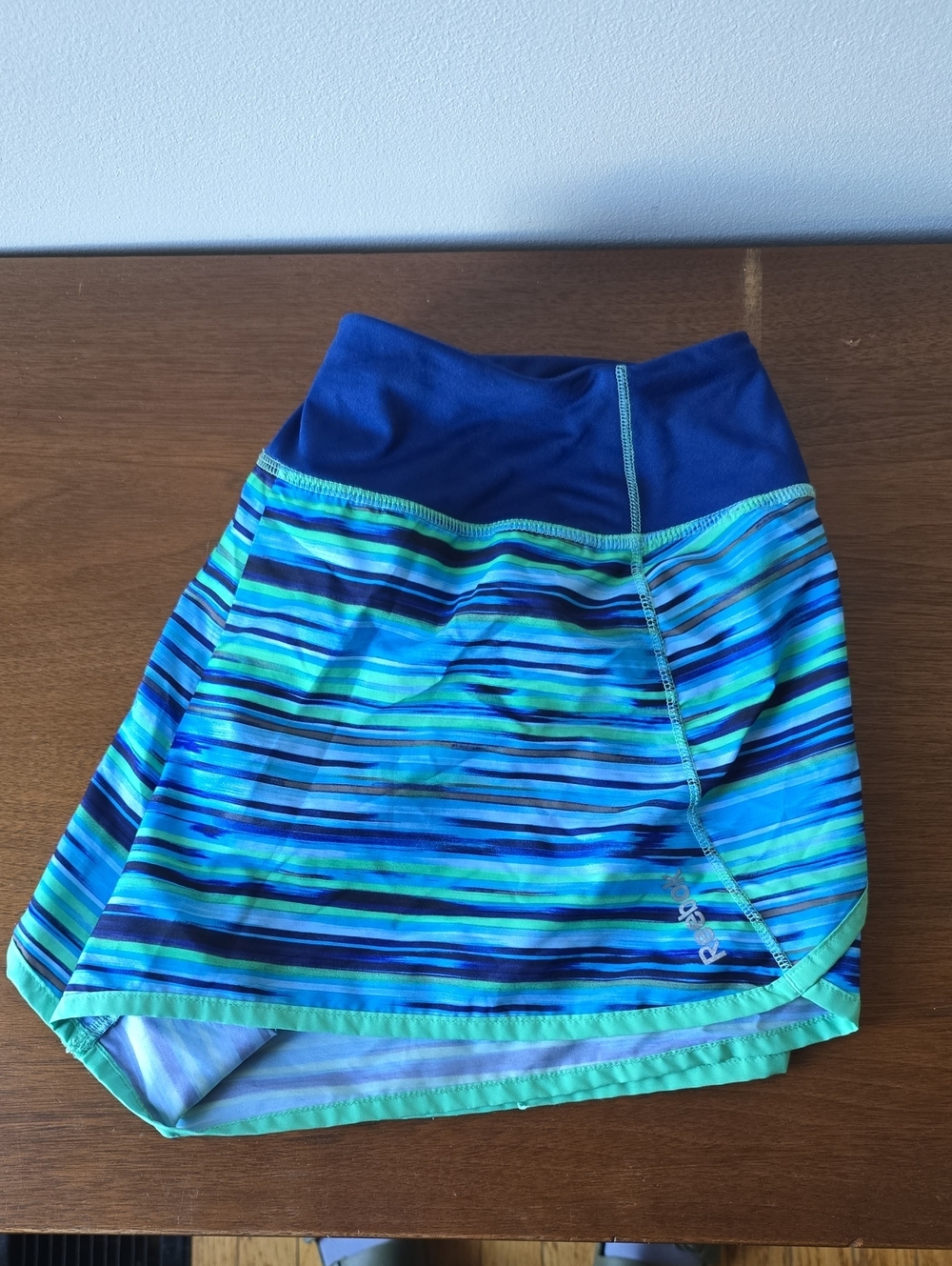 Reebok Blue and Teal Striped Athletic Skort